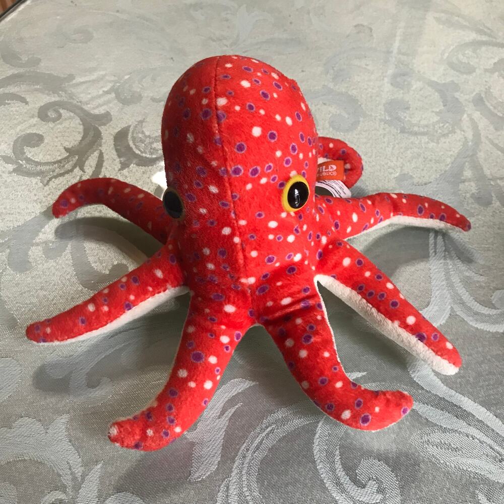 Wild Republic Octopus Plush Stuffed Animal Sea Creature Spotted‎ Orange 9” Toy